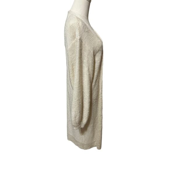Long Ivory Sweater Duster Sz L - Picture 4 of 6